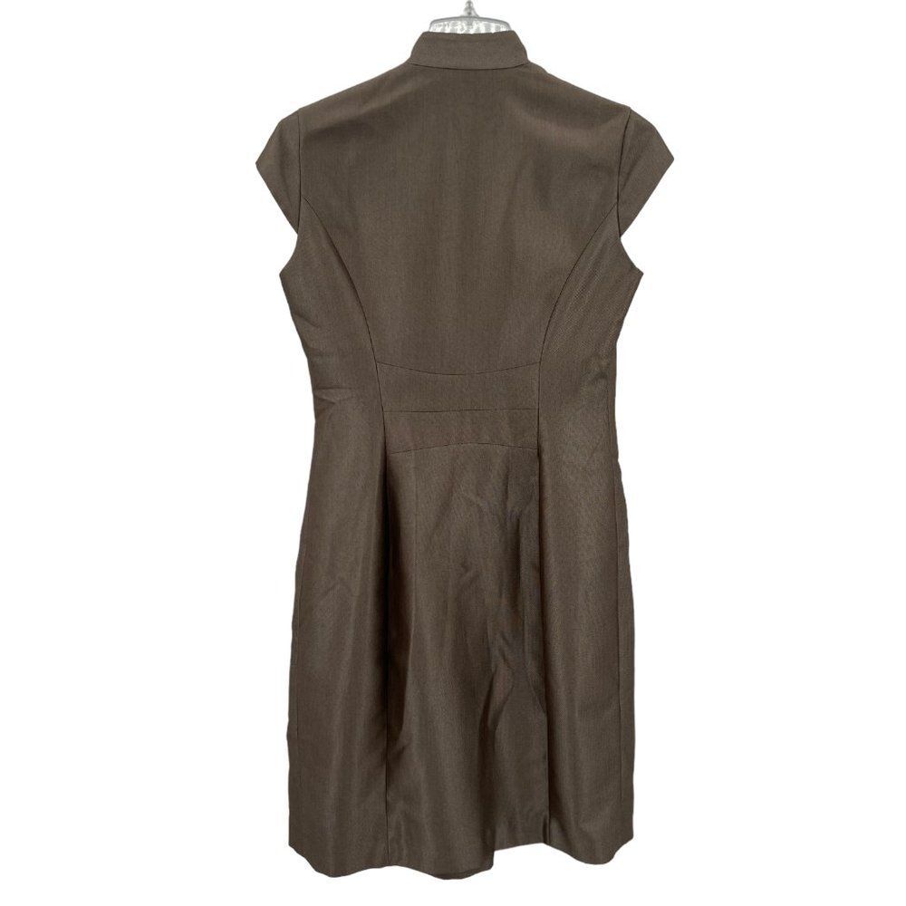 Calvin Klein Gold Brown Cap Sleeve Wrap Dress Size 4 Gold Bar Chic Edgy - Picture 8 of 16